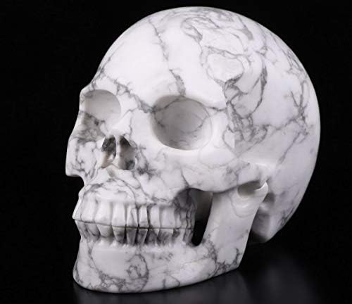 Skullis 5 Inch Howlite Crystal Skull Statue