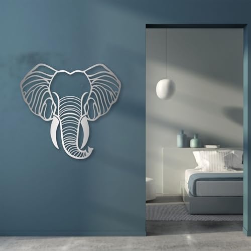 DuiDuiQ Elephant Metal Wall Art White 19x19 Inches