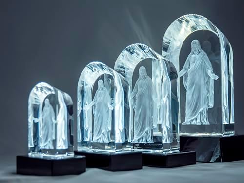 Crystal Christus 3D Laser Engraved Statue with LED Base