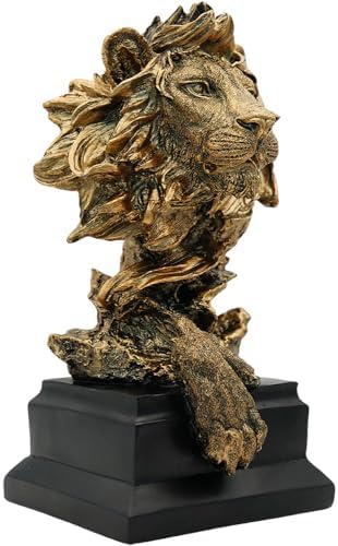 CUZOKOLA Large Golden Lion Head Statue Collectible Home Decor