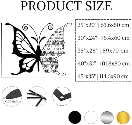 Cadeali Metal Butterfly Wall Art with Quotes