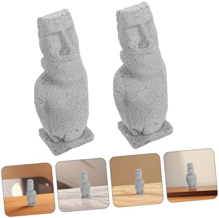 Cabilock 2Pcs Moai Head Statue Figurines