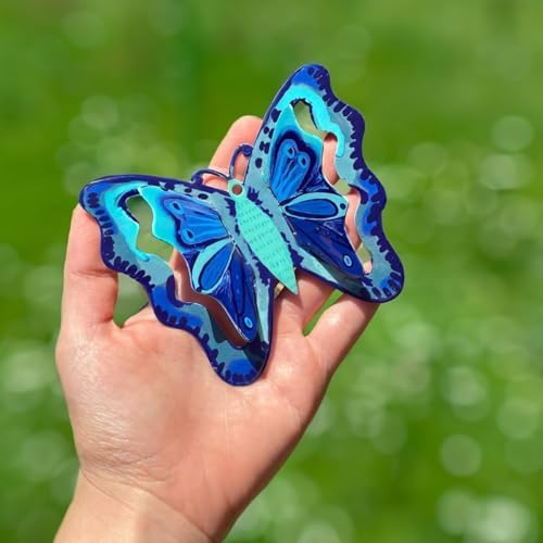 Yair Emanuel 3D Metal Butterfly Wall Art - Blue 35 X 43 Inch
