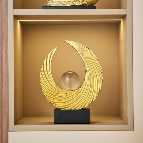 FJS Abstract Gold Statue Decor for Living Room