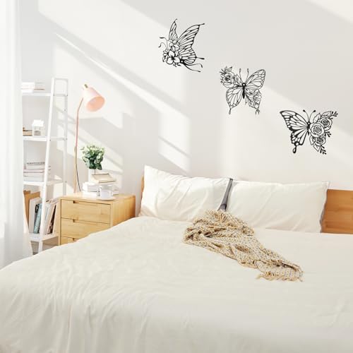 LIOUCBD 6Pcs Butterfly Wall Art Metal Decor Black