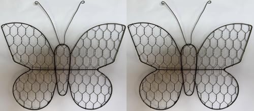 Rustic Chicken Wire Butterfly Wall Decor 2 Pack Set