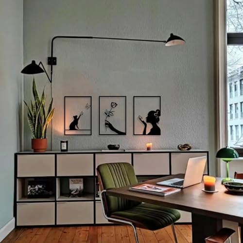 Cape Leadwort 3 Pcs Black Metal Wall Sculptures