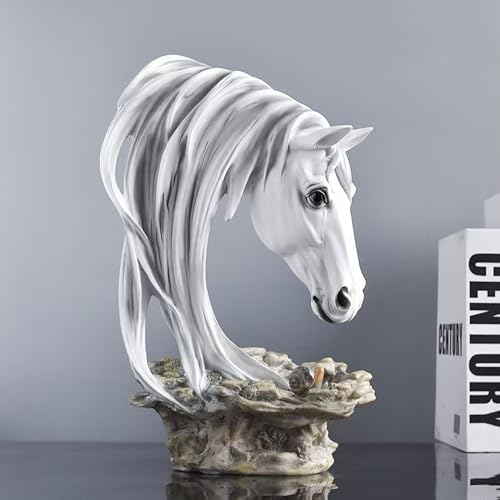 Deshintke White Horse Head Statue Sculpture Decor