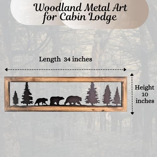 BestGiftEver Rustic Wood Frame Bear Wall Art 34 Inch