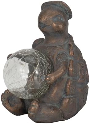 Sagebrook Home Solar Turtle Garden Statue 7 Inches Bronze Copper
