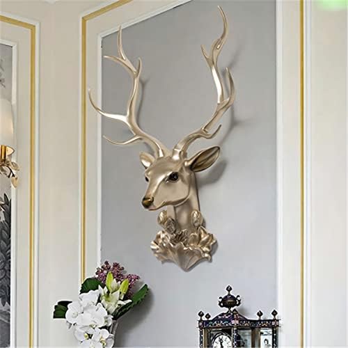 Gold Deer Head Wall Sculpture by YYDX