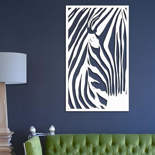 Zebra Metal Wall Art Abstract Line Decor Rustic Wall Sculpture