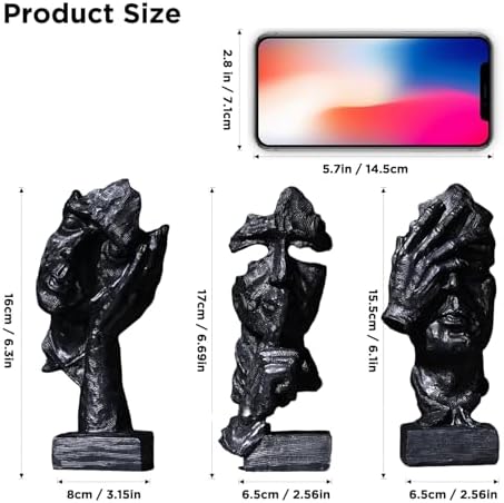 3 Piece Abstract Art Statue Set Modern Home Decor Sculptures