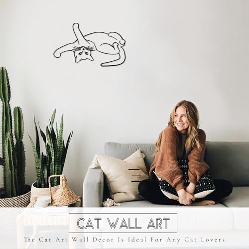 TYLCC Black Metal Cat Wall Art Minimalist Decor