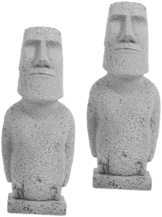 Cabilock 2Pcs Moai Head Statue Figurines