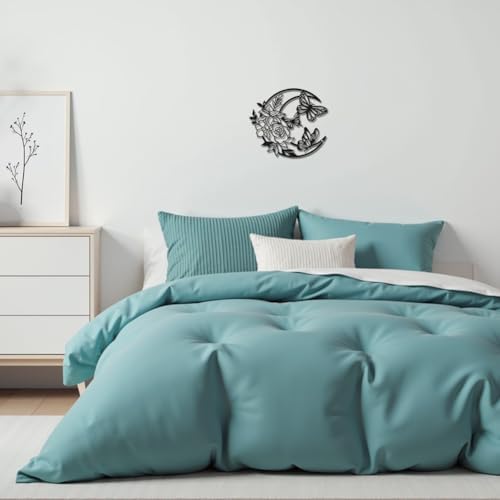Moon Butterfly Metal Wall Art - Boho Decor Black