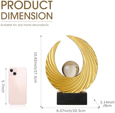 FJS Abstract Gold Statue Decor for Living Room