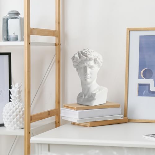 David Head Sculpture 6 Inch Resin Statue White Greek Mythology