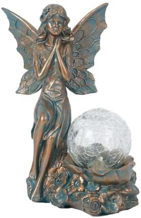 Decorative Garden Fairy Solar Light Statue with Bronze Finish