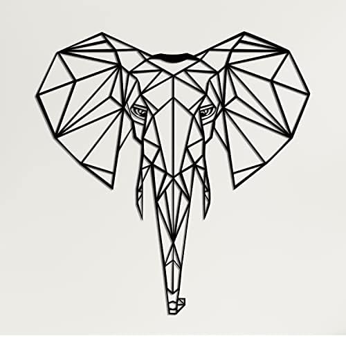 DEKADRON Metal Wall Art Geometric Elephant Head 3D Decor
