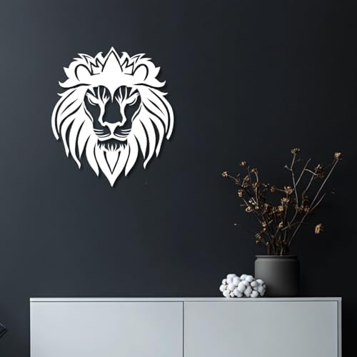 Flewfar Metal Wall Art Lion 24x24 Unframed Black