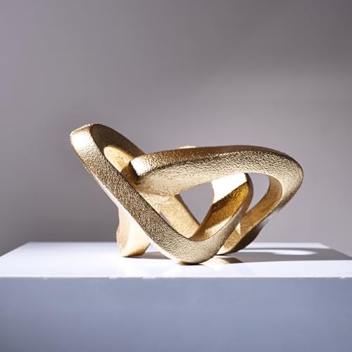 Infinity Knot Sculpture Gold Decor Coffee Table Accent