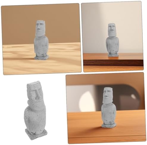 Cabilock 2pcs Easter Island Moai Head Figurine Decor