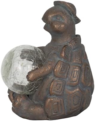 Sagebrook Home Solar Turtle Garden Statue 7 Inches Bronze Copper