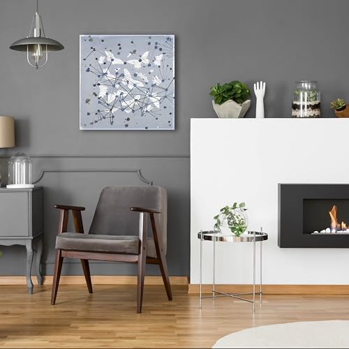 19th Century Butterfly Constellations In Blue Wall Art 24x24