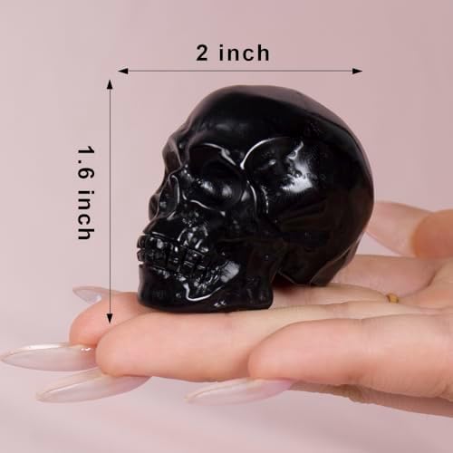 2 Inch Black Obsidian Crystal Skull Statue Spiritual Decor