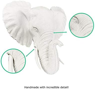 WALL CHARMERS Mini White Faux Elephant Head Wall Decor
