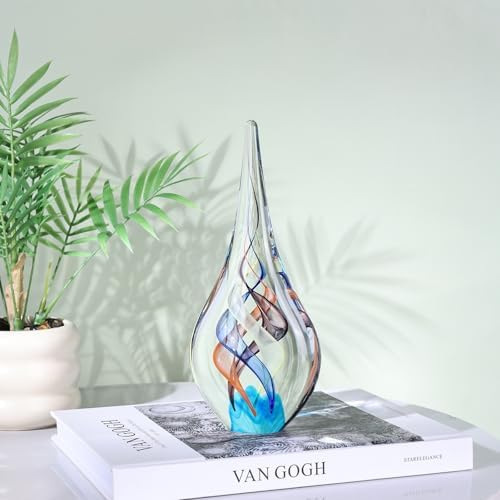 Hand Blown Glass Teardrop Sculpture Murano Style Decor
