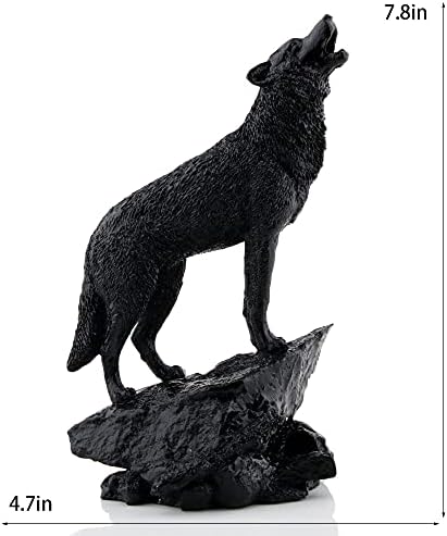 Wildlife Howling Wolf Statue Figurine Black Wolf Sculpture