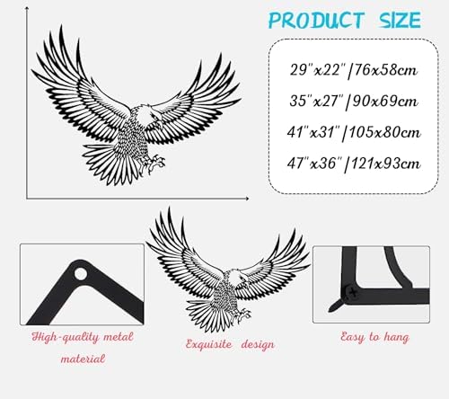 Cadeali Metal Eagle Wall Art Decor 29x22