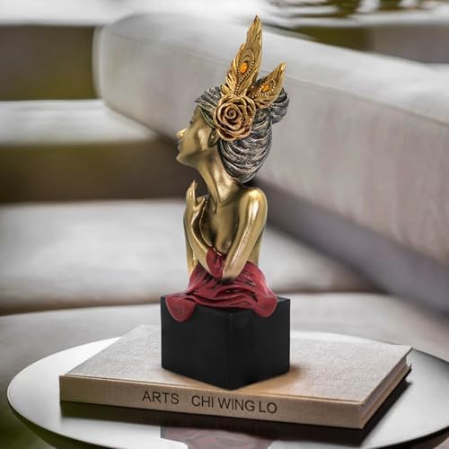 Leekung Gold Women Bust Statue for Home Decor