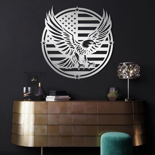 American Flag Eagle Metal Wall Decor - Patriotic Art Sculpture