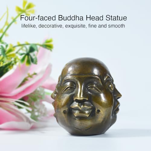 Four Face Buddha Head Statues Brass Sculpture