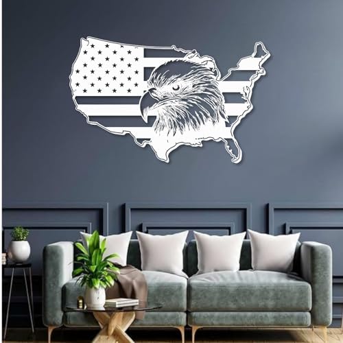 Trpiox Large Metal Eagle Wall Decor with American Flag