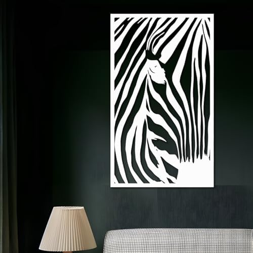 Zebra Metal Wall Art Abstract Line Decor Rustic Wall Sculpture