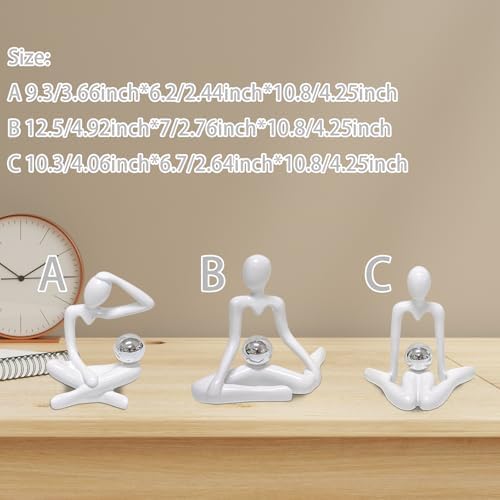 Zerzsy 3pcs Thinker Statue White Decor Abstract Art Sculpture