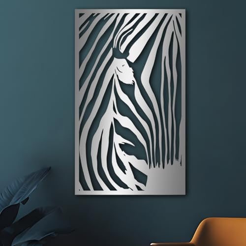 Zebra Metal Wall Art Abstract Line Decor Rustic Wall Sculpture