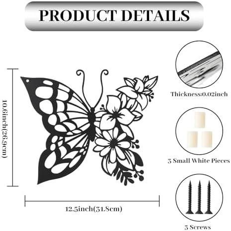 Geavo Metal Butterfly Wall Art Decor 125x106 Inch