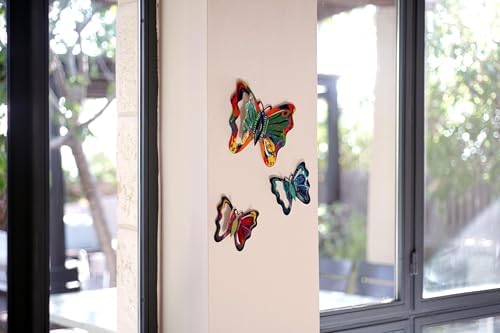 Yair Emanuel 3D Metal Butterfly Wall Art - Blue 35 X 43 Inch