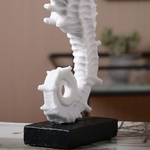 HAUCOZE Sea Horse Statue Decor 134inch Polyresin Sculpture