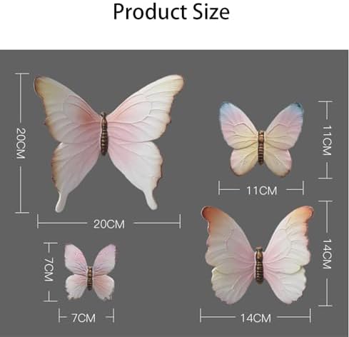TERCAN 4Pcs Metal Butterfly Wall Decor Pink