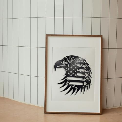 Patriotic Bald Eagle American Flag Metal Wall Art 30 Hanging Sculpture