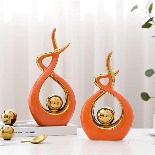 Golden Ball Ceramic Decor Set of 3 Modern Art Sculpture
