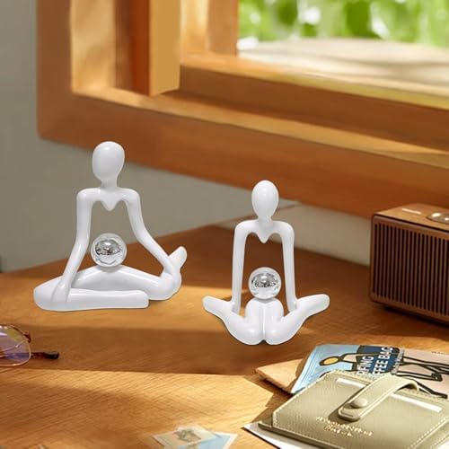 Zerzsy 3pcs Thinker Statue White Decor Abstract Art Sculpture