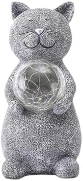 Solar Cat Statue Garden Decor with LED Light