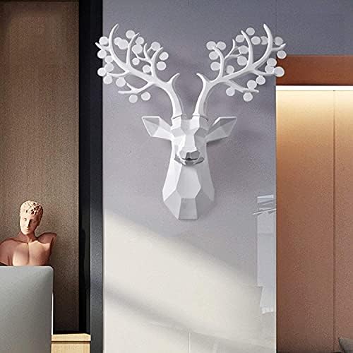 White Geometric Deer Head Wall Sculpture Decoration